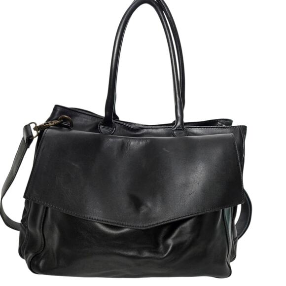 CORSIA Leather Tote Bag Satchel Black Crossbody Strap Handle Carryall Structured - Picture 14 of 15